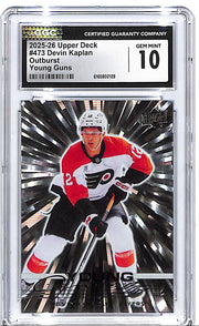 2025-26 Upper Deck Devin Kaplan Young Guns Outburst Silver Rookie RC CGC 10 Flyers