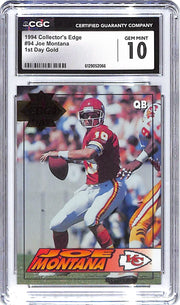 1994 Joe Montana Collector's Edge 1st Day Gold #94 CGC Gem Mint 10