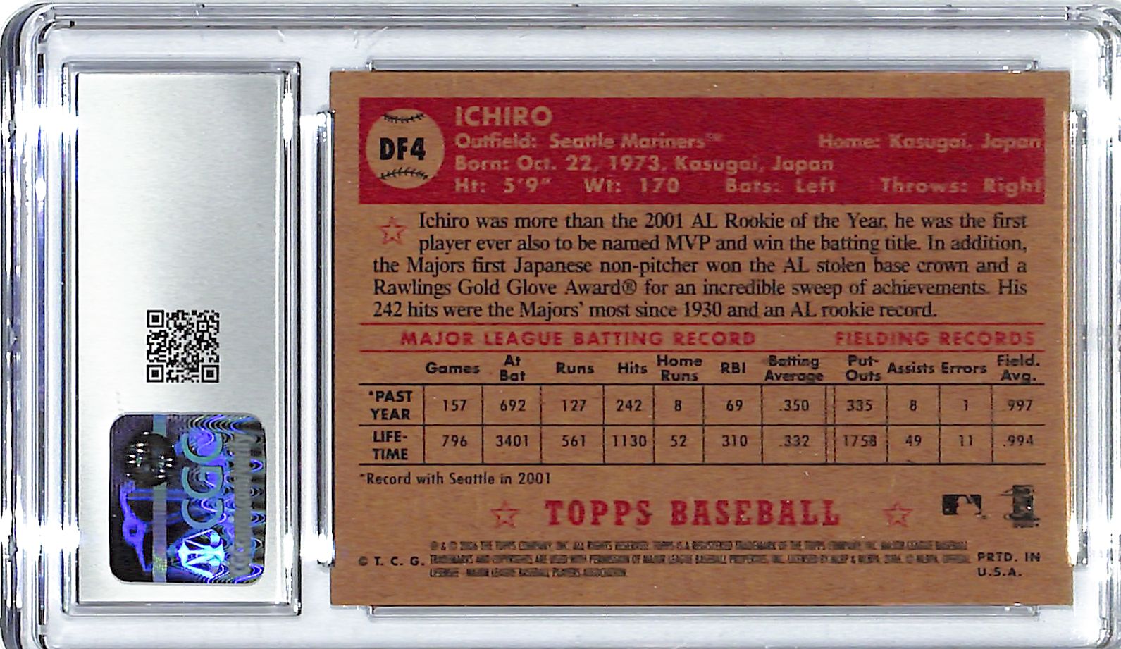 2006 Ichiro Suzuki Topps '52 Debut Flashbacks #DF4 CGC Mint Plus 9.5