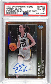 2023-24 Bowman Chrome University Caitlin Clark Auto Autograph Rookie RC PSA 10 Prodigal