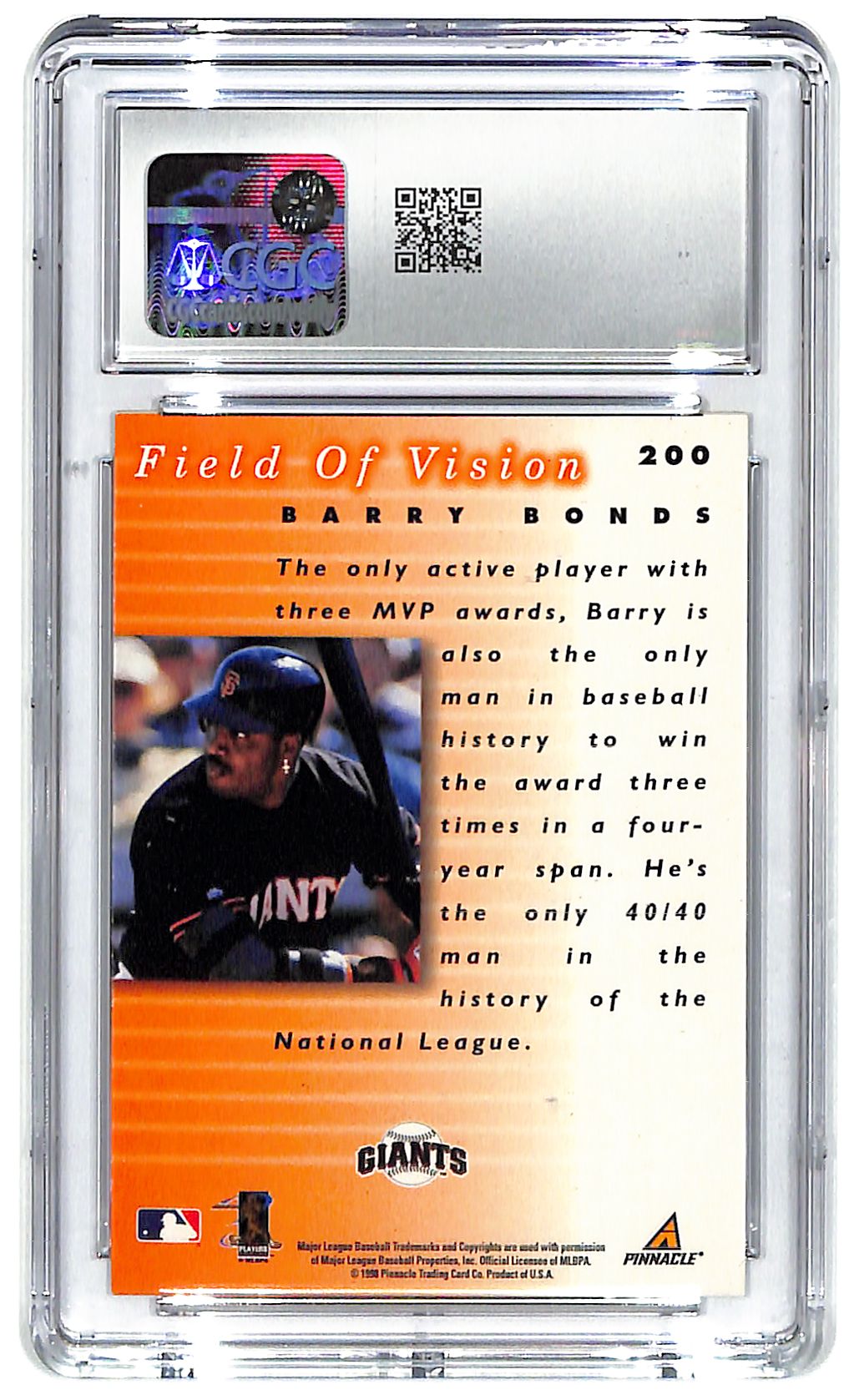 1998 Barry Bonds Pinnacle Plus #200 CGC Mint Plus 9.5