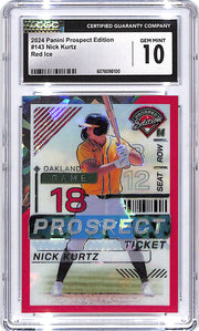 2024 Prospect Edition Nick Kurtz Rookie RC Red Cracked Ice CGC 10 Athletics