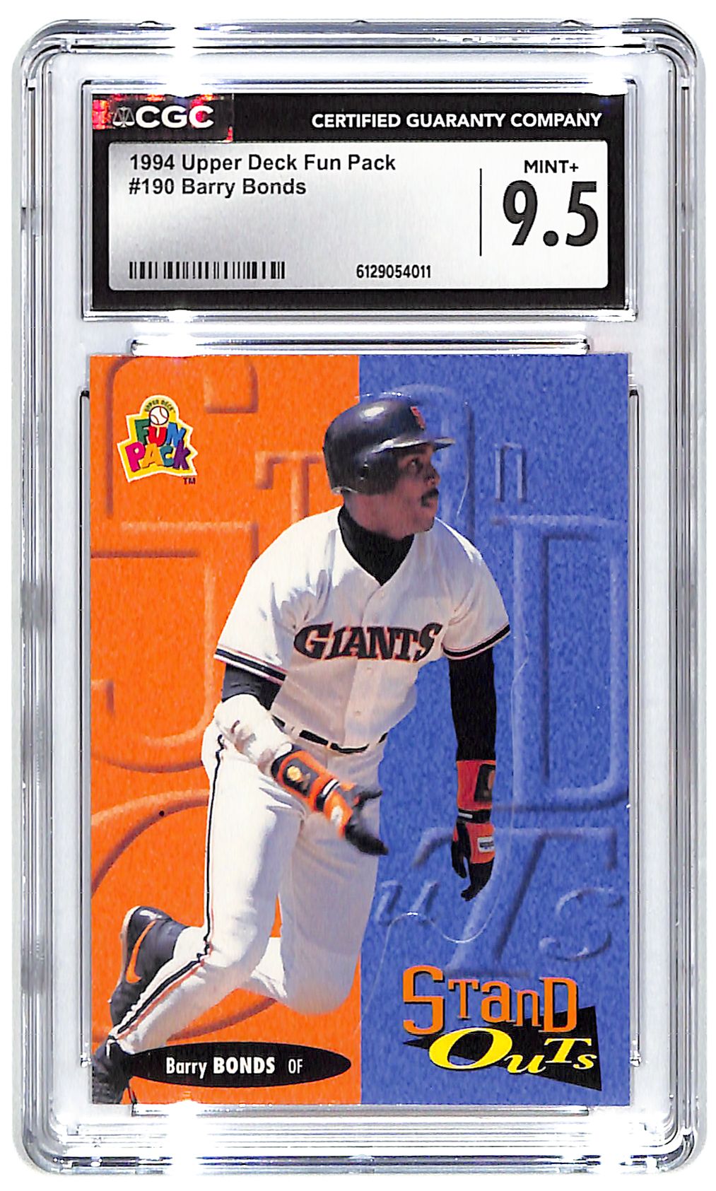 1994 Barry Bonds Upper Deck Fun Pack #190 CGC Mint Plus 9.5