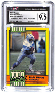 1990 Barry Sanders Topps 1000 Yard Club Disclaimer Back #3 Mint Plus 9.5
