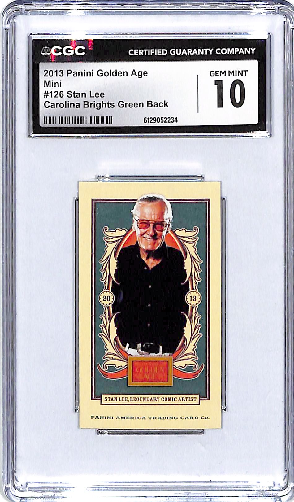 2013 Stan Lee Panini Golden Age Mini Carolina Brights Green Back CGC Gem Mint 10