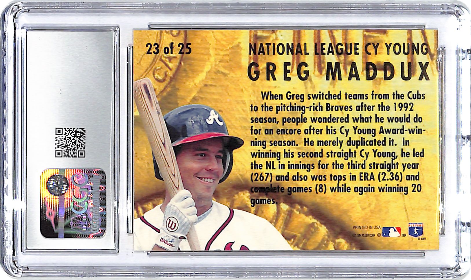 1994 Greg Maddux Fleer Ultra Award Winners #23 CGC Gem mInt 10