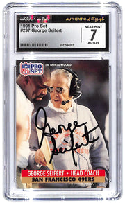 Signed 1991 George Seifert Pro Set #297 CGC Near Mint 7 JSA Auto 9