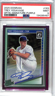 2025 Donruss Optic Try Yesavage Signautre Auto Autograph Rookie Purple PSA 9 /49