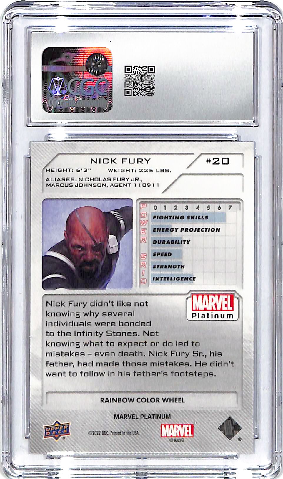 2024 Nick Fury Upper Deck Marvel Platinum Rainbow #20 CGC Gem Mint 10