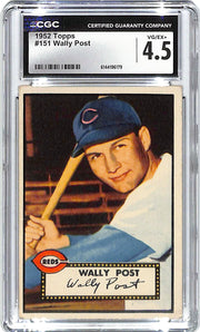 1952 Wally Post Topps #151 CGC Very Good 4.5