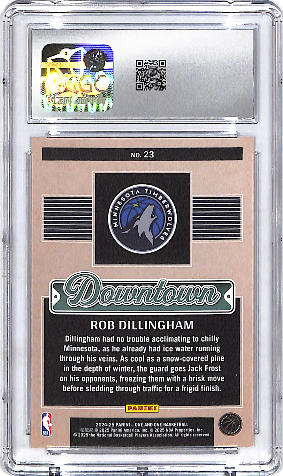 2024-25 Panini One and One Rob Dillingham Downtown Rookie RC #23 CGC 10 Timberwolves