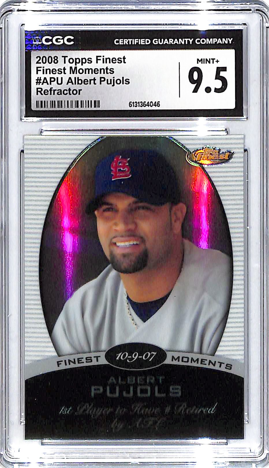 2008 Albert Pujols Topps Finest Moments Refractor #APU CGC Mint Plus 9.5