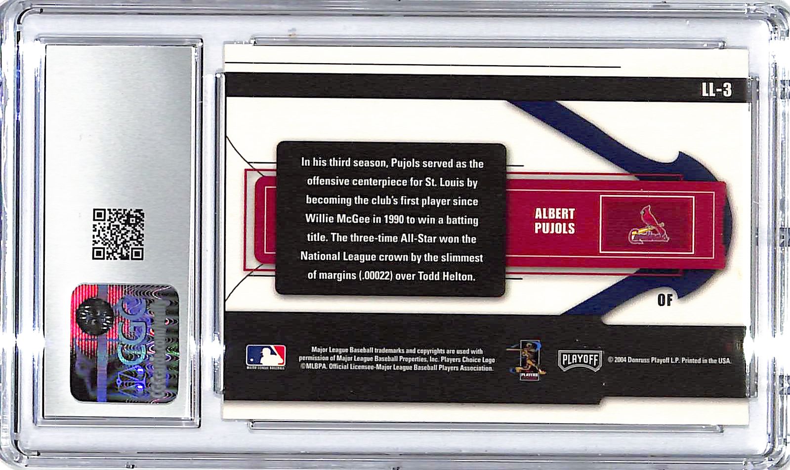 2004 Albert Pujols Playoff Prestige League Leaders #LL-3 CGC Mint Plus 9.5