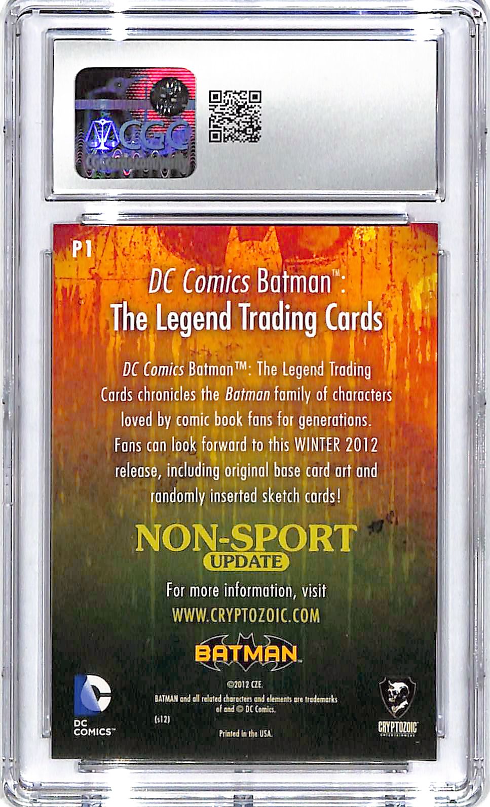 2013 Batman & Joker Crytozoic DC Batman: The Legend #P1 CGC Gem Mint 10
