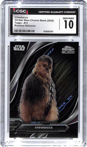 2025 Chewbacca Topps Star Wars Chrome Black Rainbow #191/199 #13 CGC Gem Mint 10