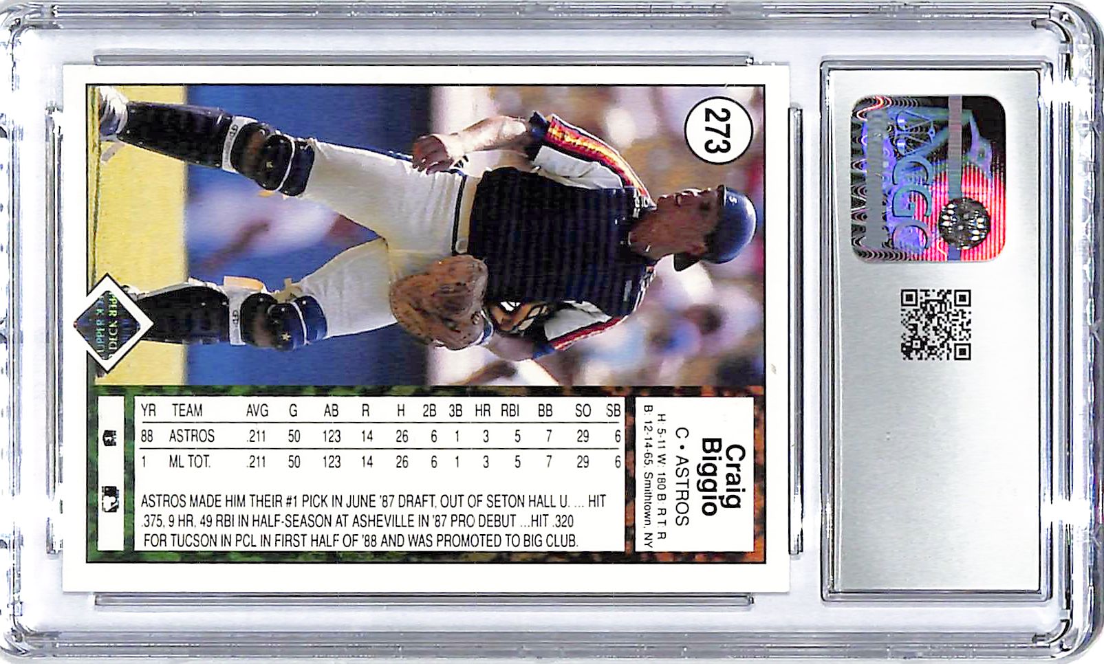 1989 Craig Biggio Upper Deck #273 CGC Gem Mint 10