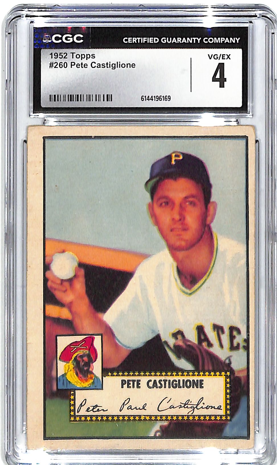 1952 Pete Castiglione Topps #260 CGC Very Good 4
