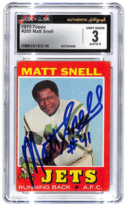 Signed 1971 Matt Snell Topps #205 CGC Very Good 3 JSA Auto 9