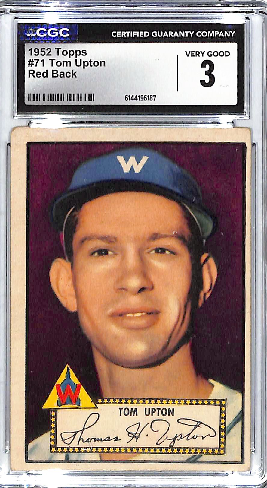 1952 Tom Upton Topps Red Back #71 CGC Very Good 3
