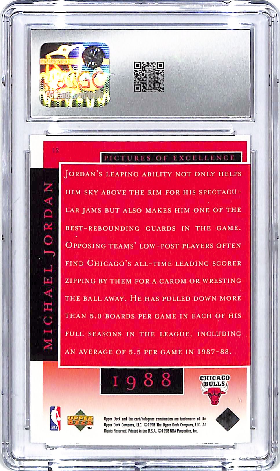 1998 Upper Deck MJ Career Collection Michael Jordan #12 CGC 10 Bulls