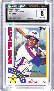 1984 Topps Tim Raines All Star Auto Autograph CGC 8 Authentic Expos