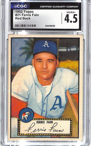 1952 Ferris Fain Topps Red Back #21 CGC Very Good 4.5