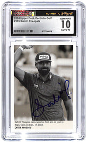 Signed 2024 UD Portfolio Golf #135 Sahith Theegala CGC 10/10 Auto