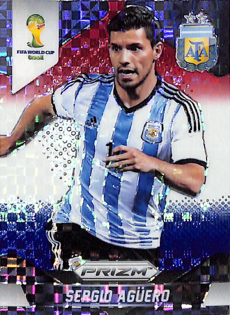2014 Prizm World Cup Sergio Aguero Red White Blue Power Plaid #13 Argentina