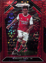 2020-21 Prizm Premier League Bukayo Saka Red Pulsar Breakaway Rookie RC #40 Arsenal
