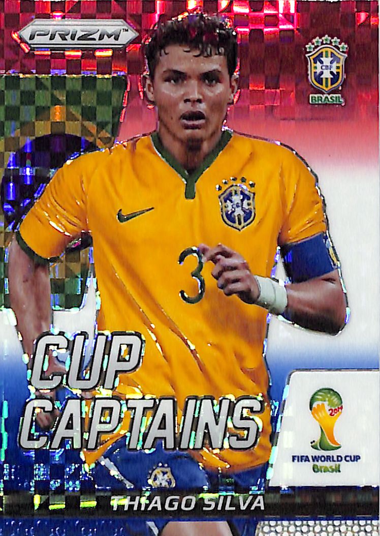 2014 Prizm World Cup Thiago Silva Cup Captains Red White Blue Power Plaid #28 Brazil