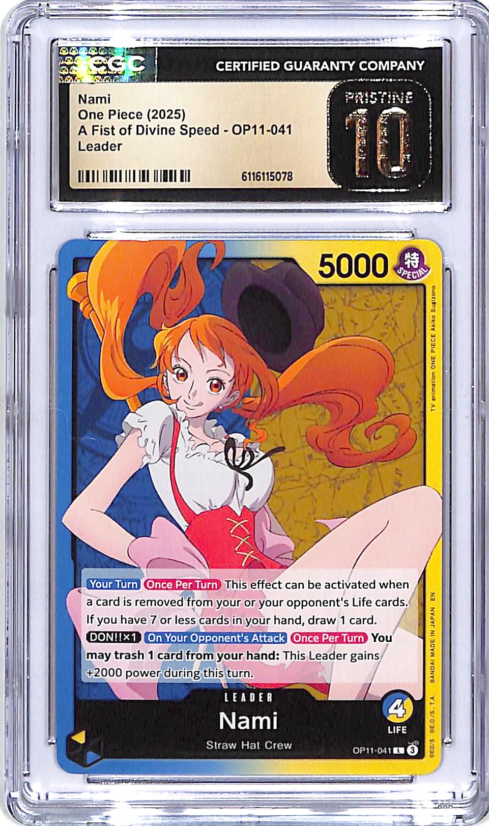 One Piece A Fist of Divine Speed OP11 Nami 041 Leader CGC 10 Pristine