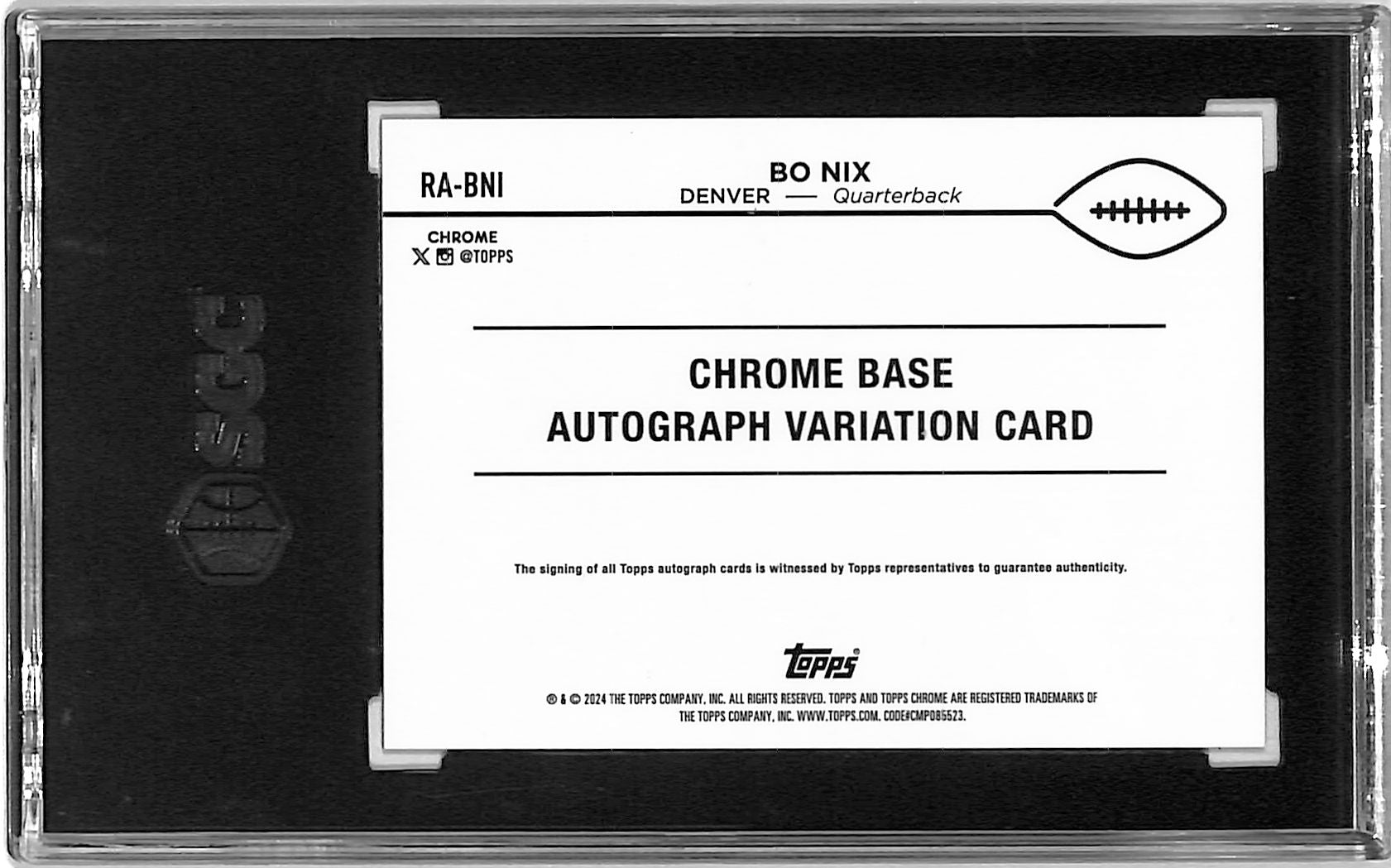 2024 Topps Chrome Bo Nix Auto Autograph Rookie RC SGC 8.5 Broncos