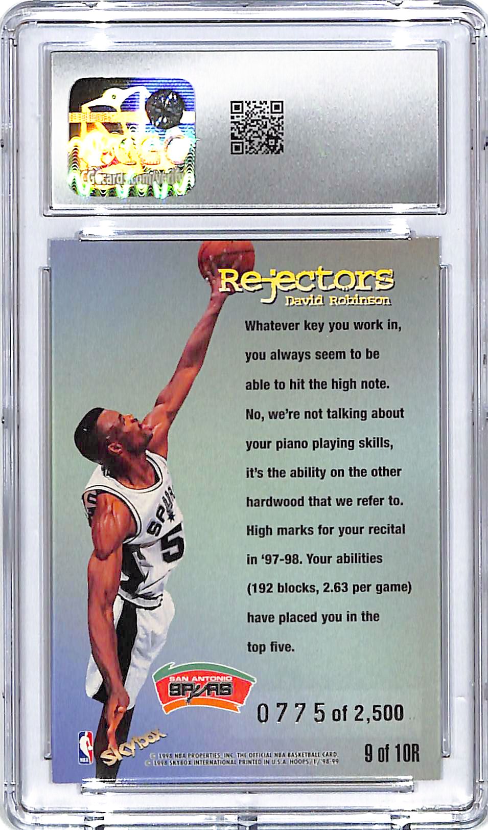 1998-99 Hoops David Robinson Rejectors /2500 CGC 8.5 Spurs