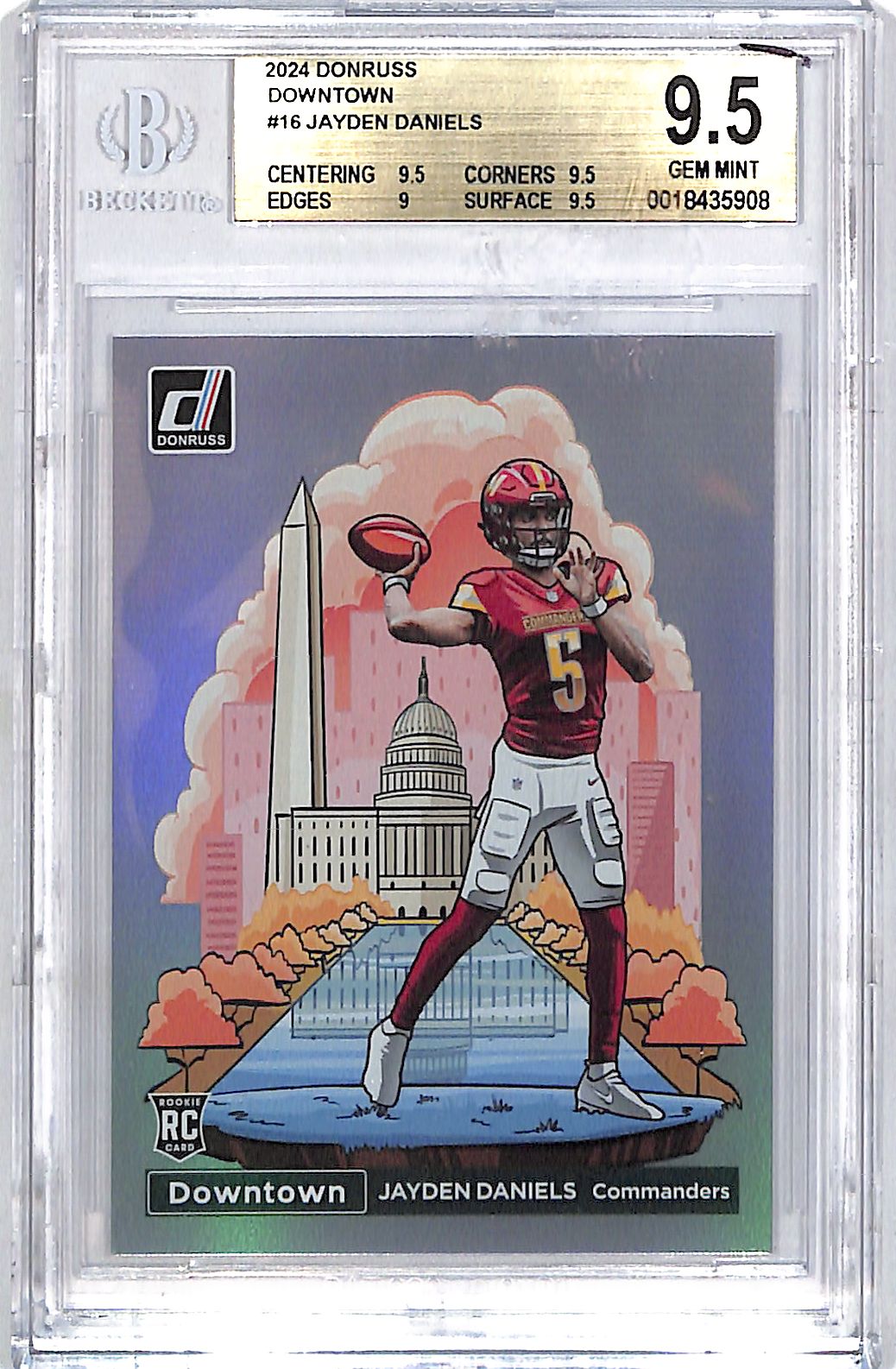 2024 Donruss Jayden Daniels Downtown Rookie RC #16 BGS 9.5 Commanders
