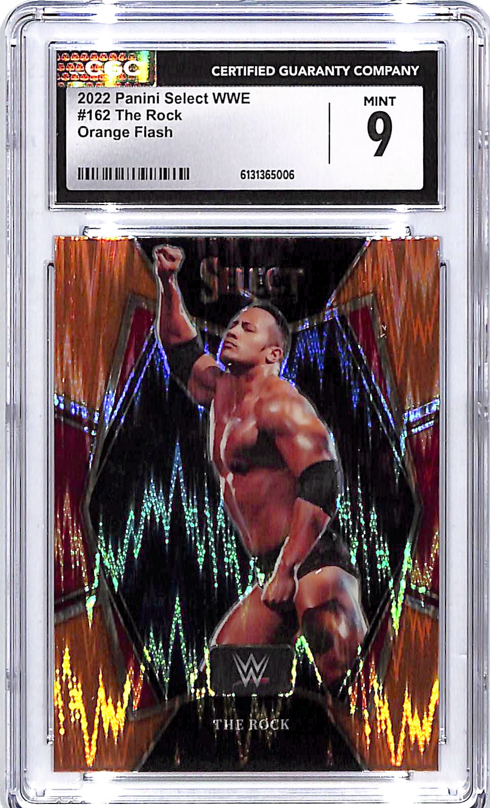 2022 Select WWE The Rock Orange Flash #162 CGC 9