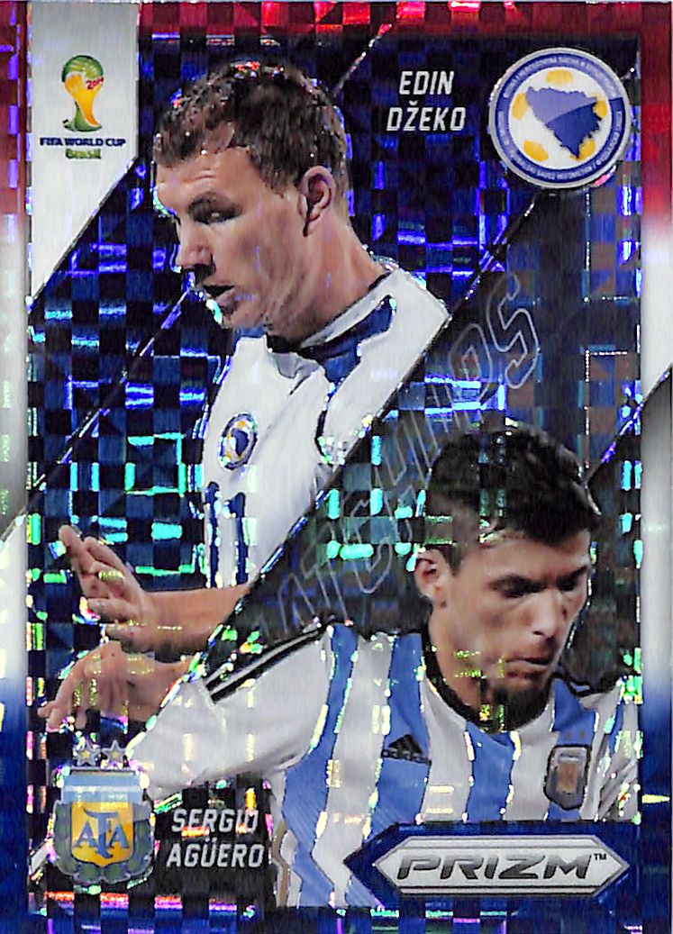 2014 Prizm World Cup Sergio Aguero Edin Dzeko Matchups Red White Blue Power Plaid #12