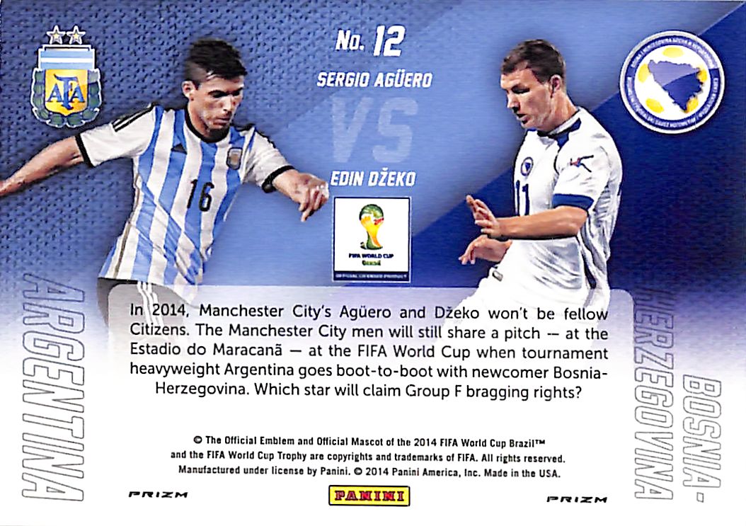 2014 Prizm World Cup Sergio Aguero Edin Dzeko Matchups Red White Blue Power Plaid #12
