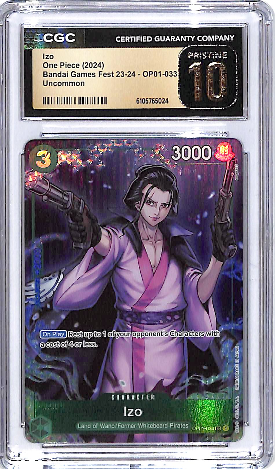 One Piece Bandai Games Fest 23-24 OP01 Izo Uncommon 033 CGC 10 Pristine