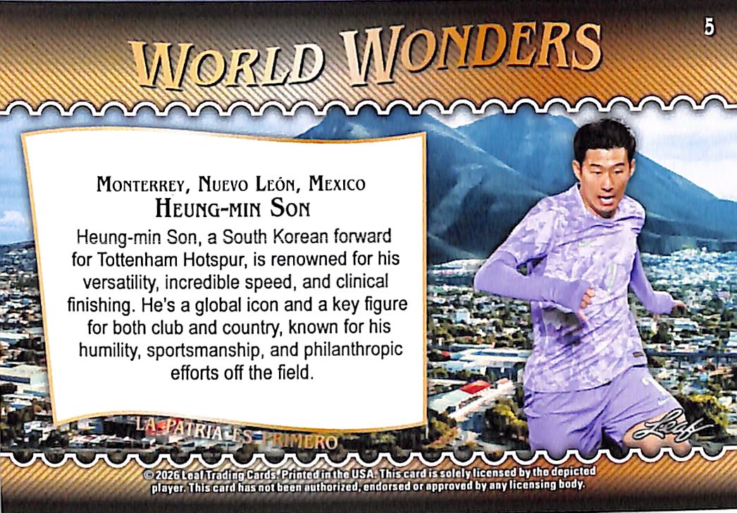 2026 Leaf World Wonders Heung-Min Son Blue /49 South Korea