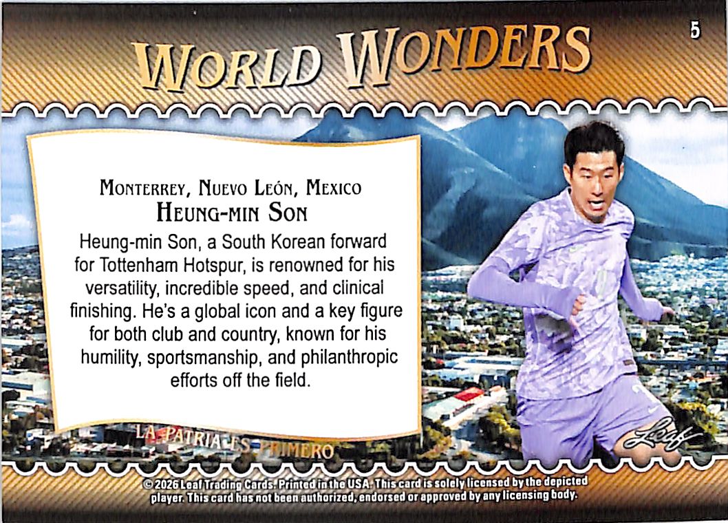 2026 Leaf World Wonders Heung-Min Son Blue /49 South Korea