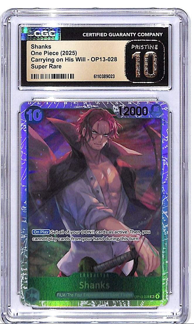 One Piece Carrying on His Will OP13 Shanks 028 Super Rare CGC 10 Pristine