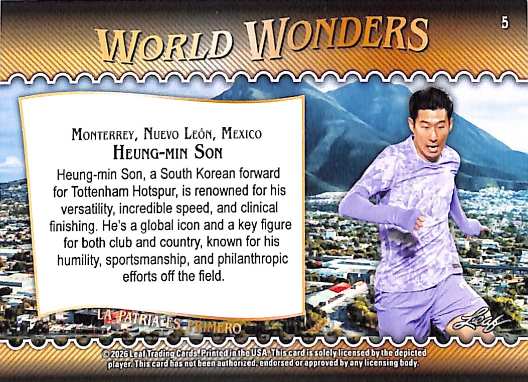 2026 Leaf World Wonders Heung-Min Son Pink /25 South Korea