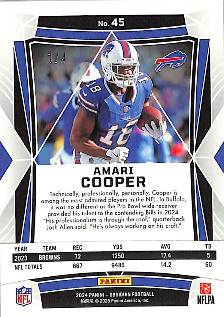 2024 Obsidian Amari Cooper Neon FOTL /4 Bills