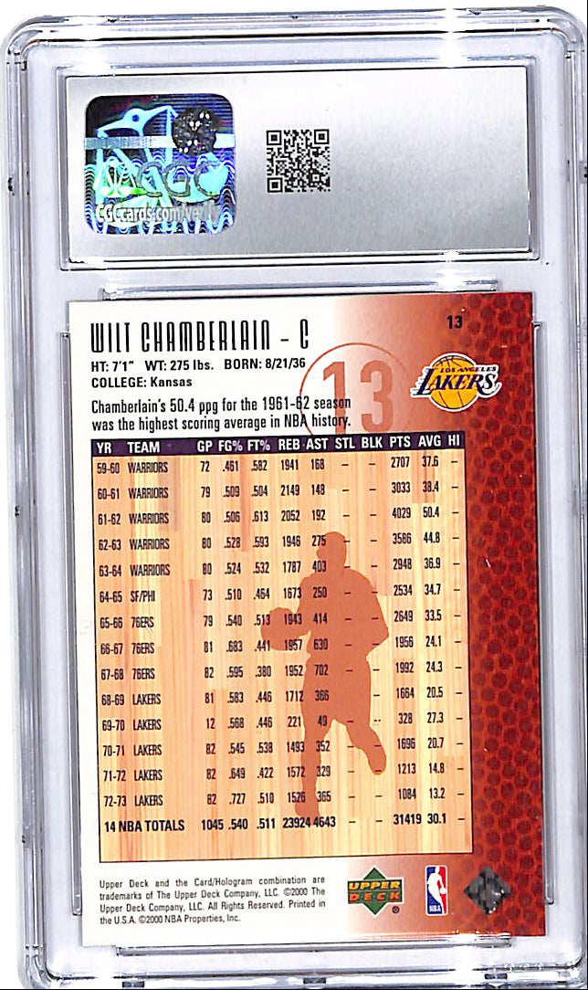 1999-00 Upper Deck Legends Wilt Chamberlain #13 CGC 9.5 Lakers