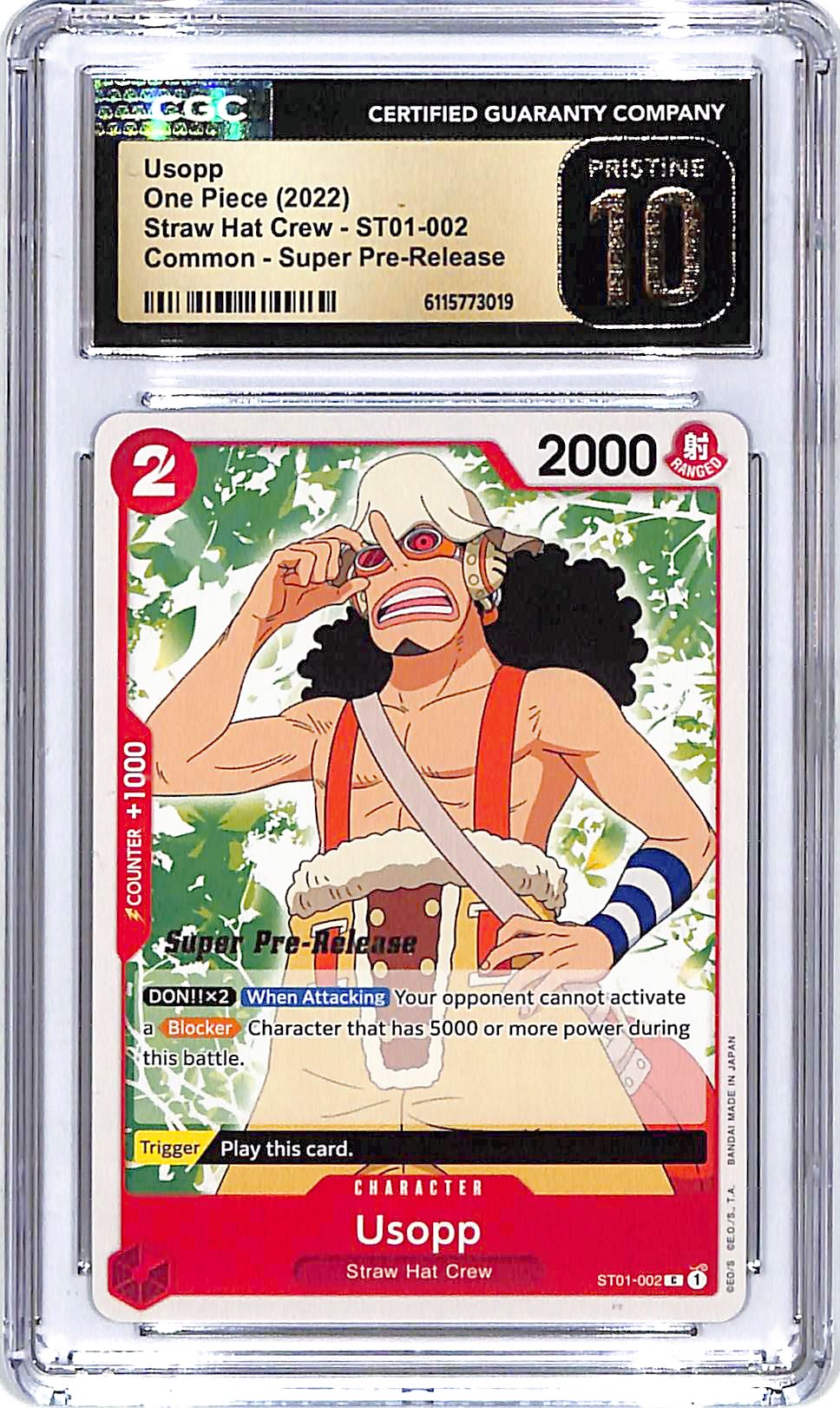 One Piece Straw Hat Crew ST01 Usopp 002 Super Pre Release CGC 10 Pristine
