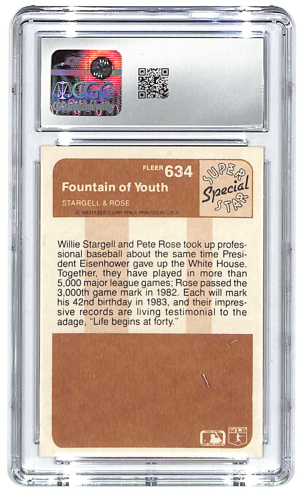 1983 Stargell/Rose Fleer Fountain Of Youth #634 CGC Mint 9