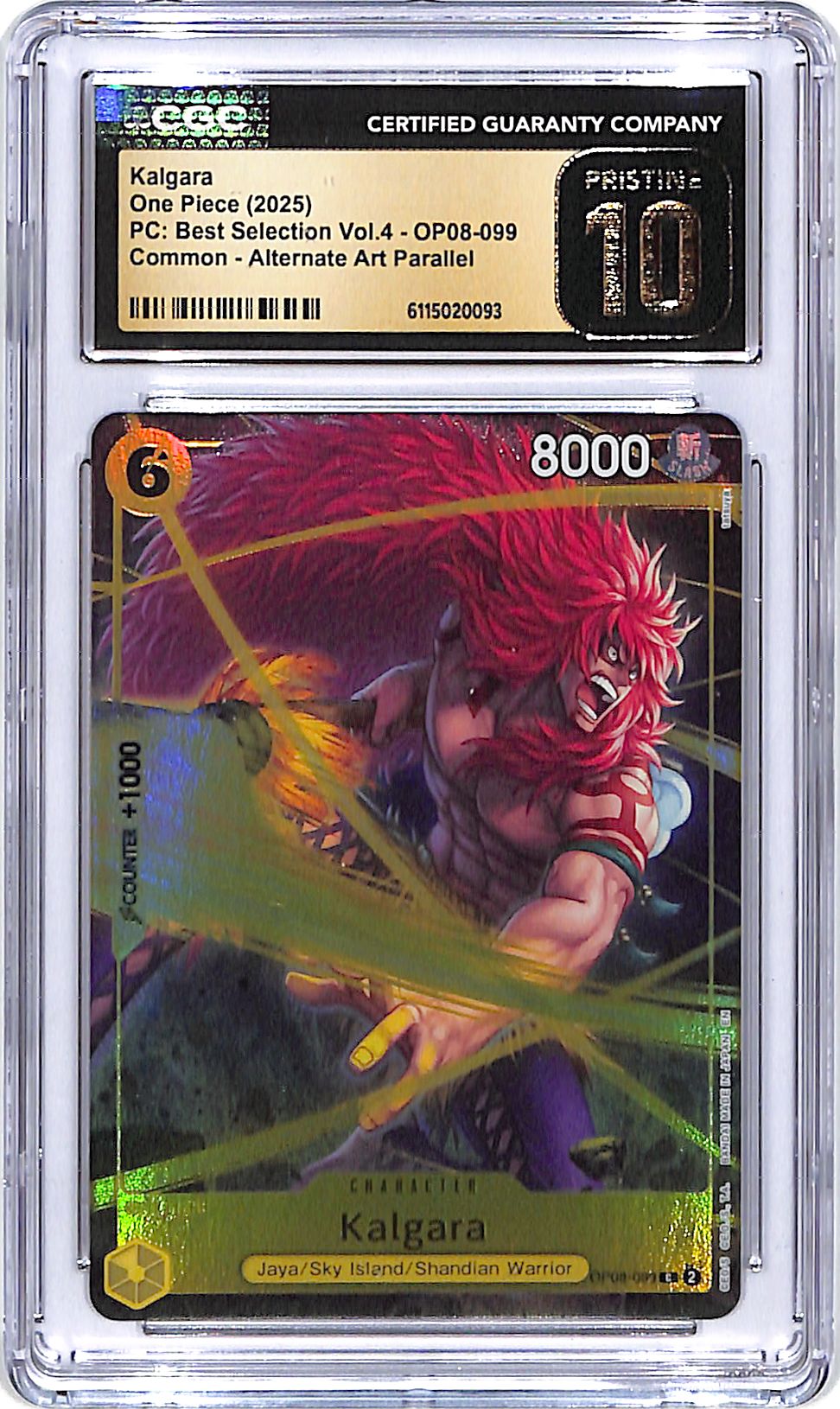 One Piece PC Best Selection Vol 4 OP08 Kalgara 099 Alternate Art CGC 10 Pristine