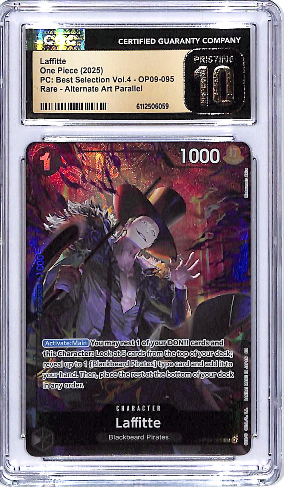 one Piece PD Best Selection Vol 4 OP09 Laffitte Alternate Art 095 CGC 10 Pristine