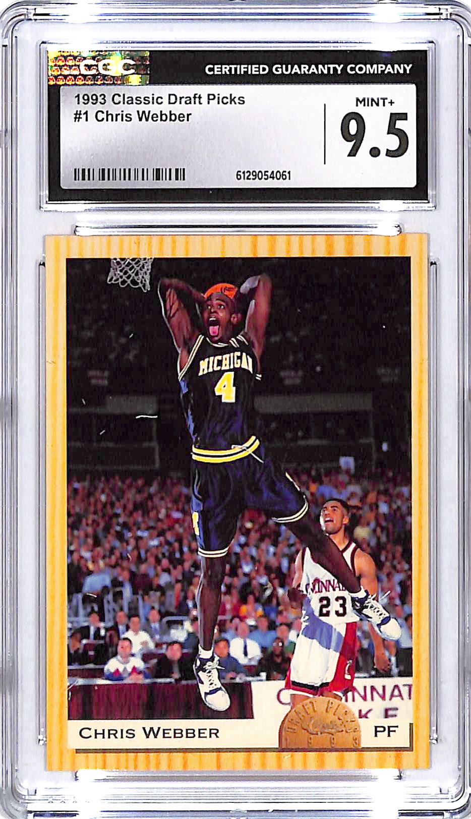 1993 Classic Draft Picks Chris Webber #1 Rookie RC CGC 9.5