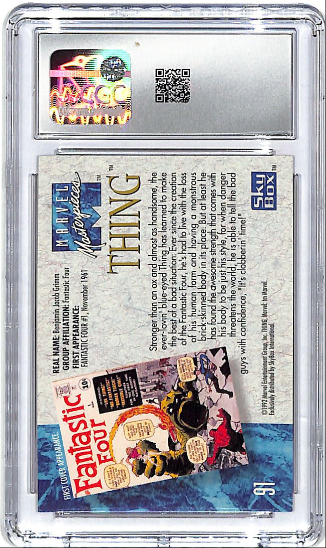 1992 Skybox Marvel Masterpieces Thing #91 CGC 9.5